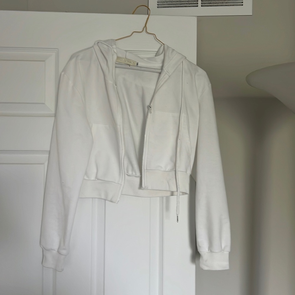 Cropped white sweater